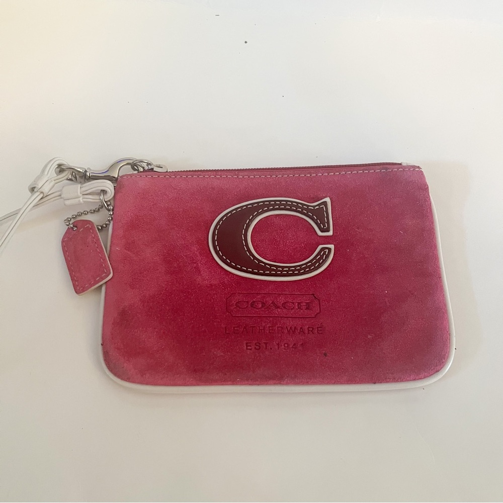Coach Pink Suede Wristlet